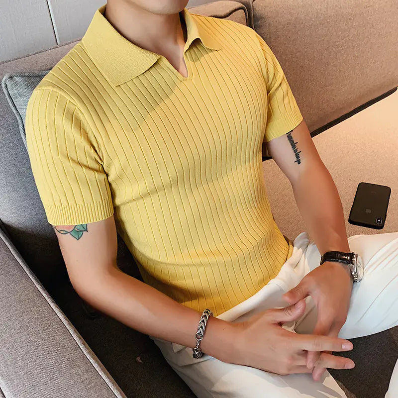 Camiseta Polo de Punto de Cuello Slim Fit para Hombre