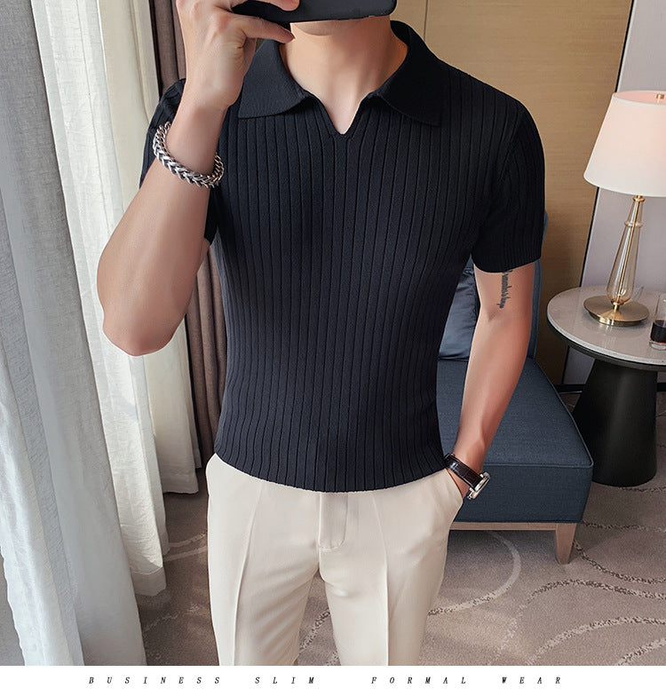 Camiseta Polo de Punto de Cuello Slim Fit para Hombre