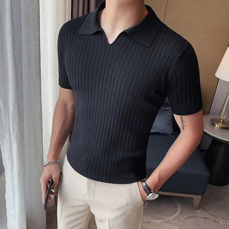 Camiseta Polo de Punto de Cuello Slim Fit para Hombre