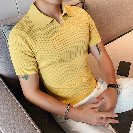 Camiseta Polo de Punto de Cuello  Slim Fit para Hombre